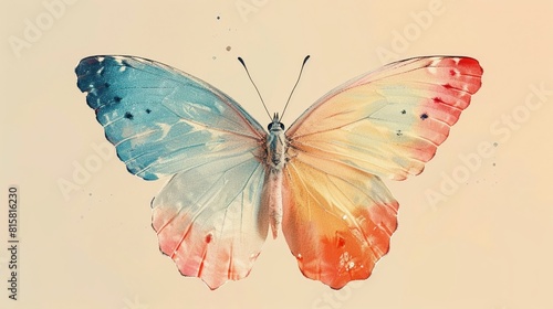 A colorful, minimalist butterfly illustration in pastel tones, perfect for a vibrant background