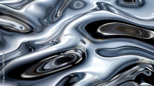 The image is a close-up of a molten metal surface. The metal is a silvery-white color and is in a liquid state. The surface of the metal is rippled and has a wavy appearance.