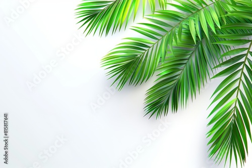 template for text  advertising with palm branches.