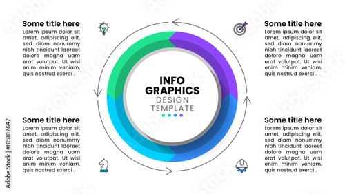 Infographic template. Circle in loop with 4 arrows