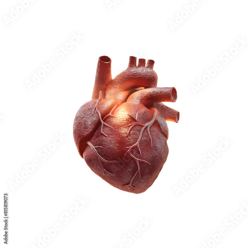 heart human real veins anatomy on white background