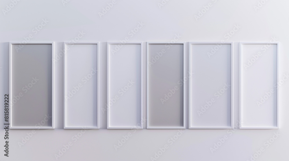 A series of seven plain white frames arranged in a vertical line, each frame hosting a progressively darker shade of gray to create a gradient effect. A series of seven plain white frames arranged in a vertical line, each frame hosting a progressively darker shade of gray to create a gradient effect.