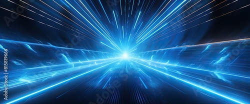 A blue and white image of a road with a blue sky in the background