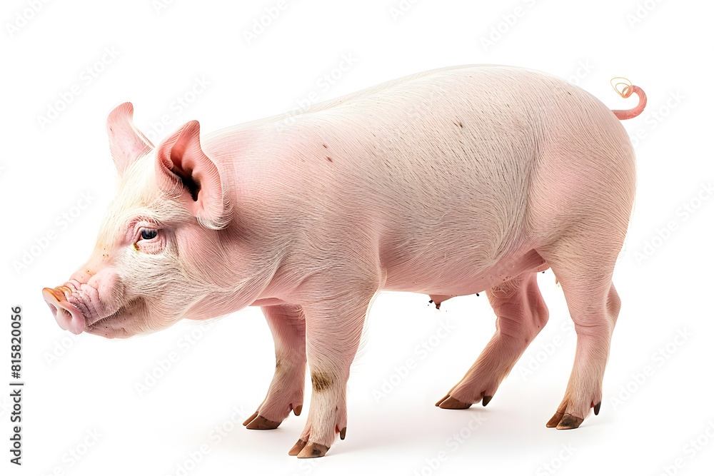 Pig standing side view. Isolated on white background Pig standing side view. Isolated on white background