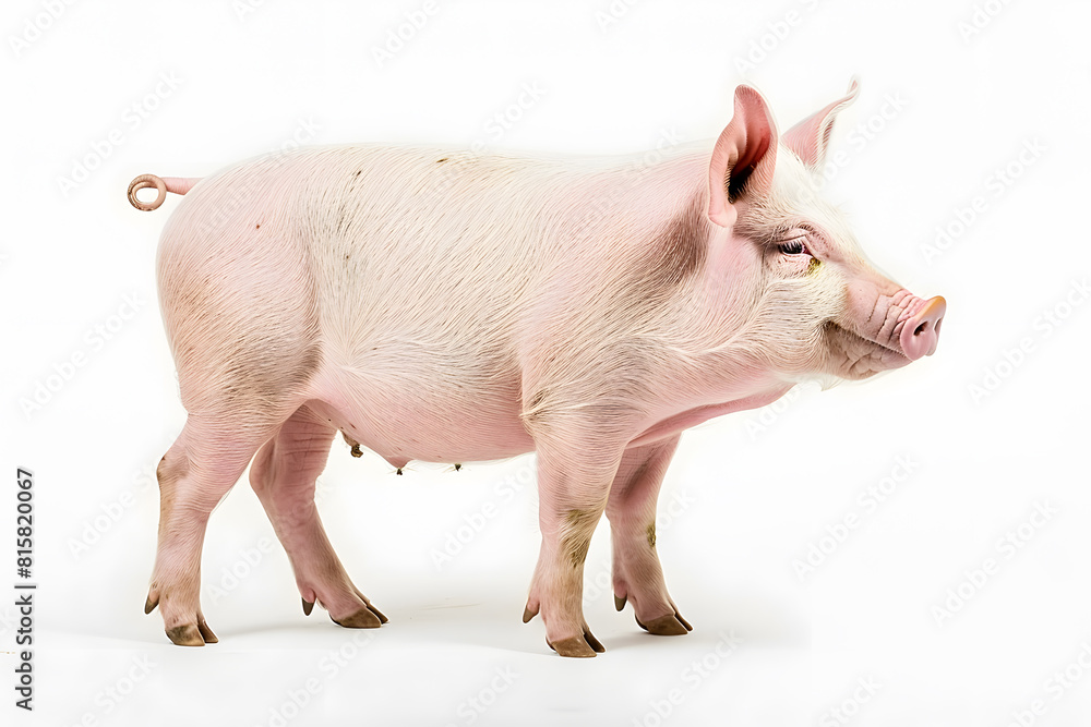 Pig standing side view. Isolated on white background Pig standing side view. Isolated on white background