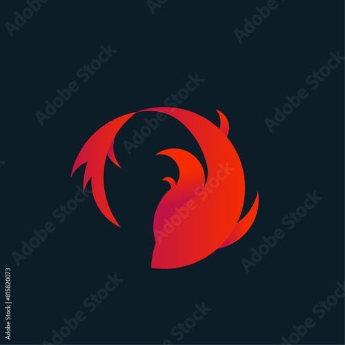 vector red fish with a beautiful long tail. fish icon with long fins