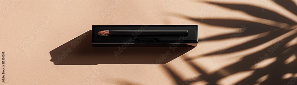 Mockup of an eyebrow pencil case with shaping gel, displayed on a minimalist backdrop for crafting perfect eyebrows Mockup of an eyebrow pencil case with shaping gel, displayed on a minimalist backdrop for crafting perfect eyebrows