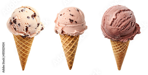 chocolate ice cream cone isolated background