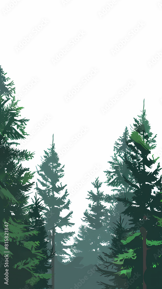 Obraz premium Winter forest fir trees spruce silhouette vector image,Pine forest silhouette wood tree background .