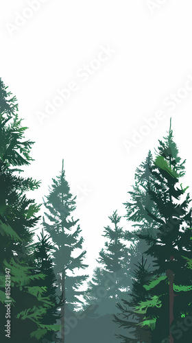 Winter forest fir trees spruce silhouette vector image Pine forest silhouette wood tree background .