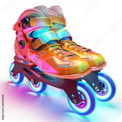 Electric roller skates isolated white background
