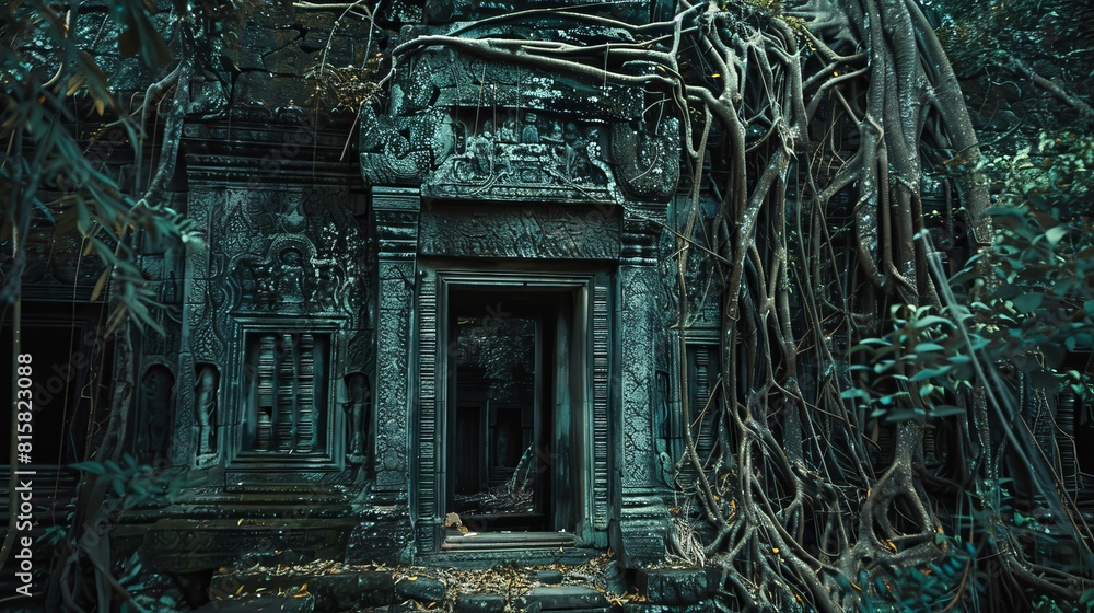 Ancient Temple Overgrown With Roots In The Jungle Ancient Temple Overgrown With Roots In The Jungle