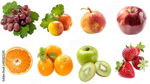 fresh fruits and vegetables isolated on transparent background
