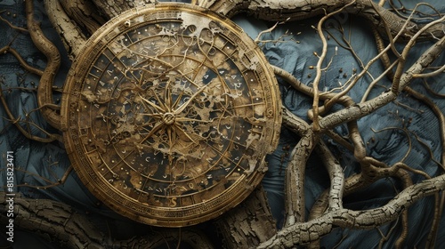 Antique Compass in a Mystical Forest Setting