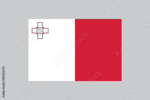 National Flag of Malta, Maltese Country Flag in 2 to 3 proportion, vector illustration on a grey background