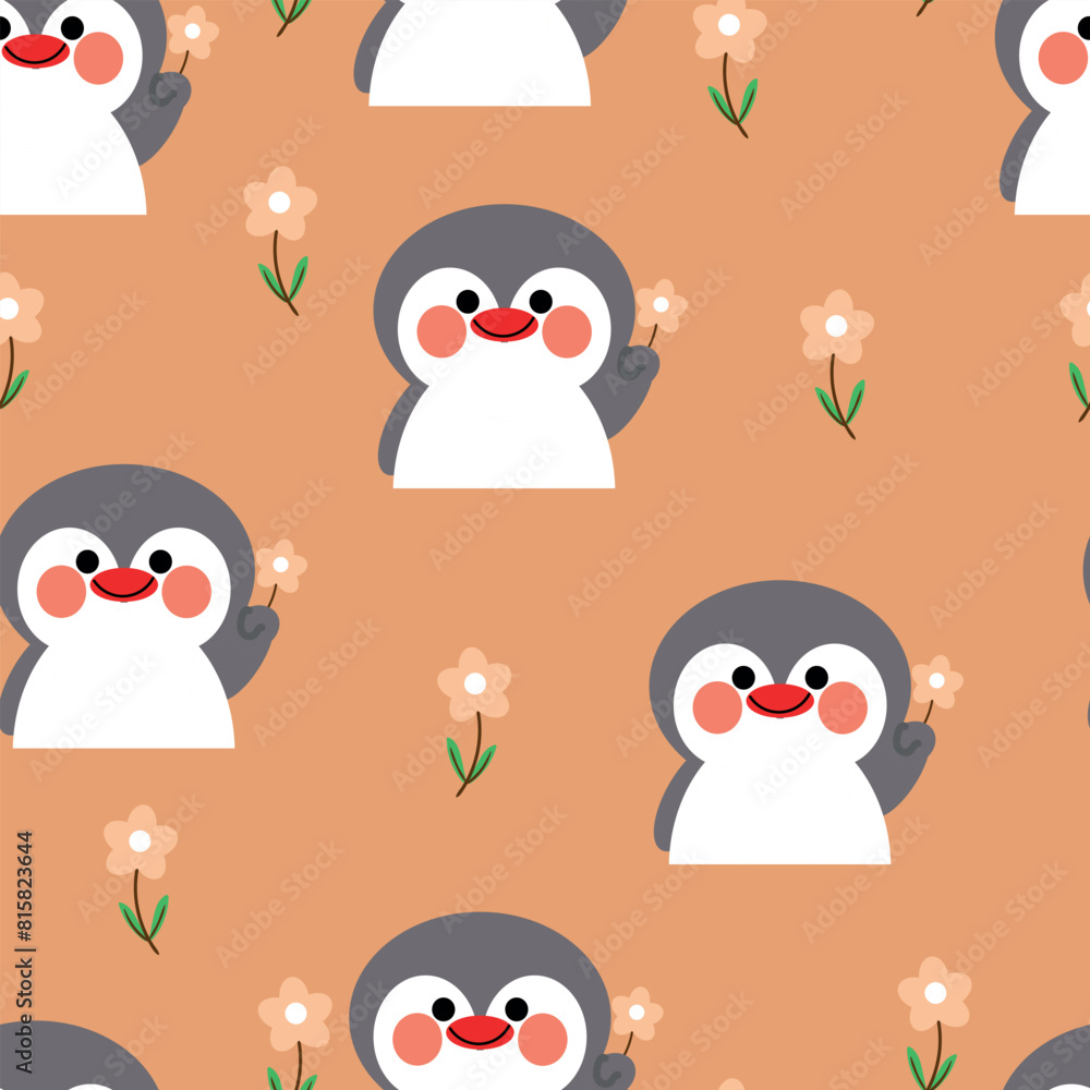Seamless pattern with cute cartoon penguins for fabric print, textile, gift wrapping paper. children's colorful vector, flat style Seamless pattern with cute cartoon penguins for fabric print, textile, gift wrapping paper. children's colorful vector, flat style