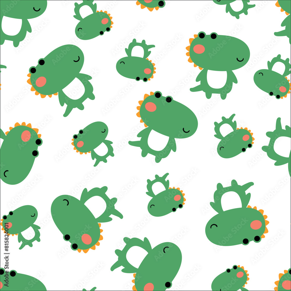 Obraz premium Seamless pattern of cute crocodile face on pastel background.Reptile animal character cartoon design.Image for card,poster,baby clothing.Kawaii
