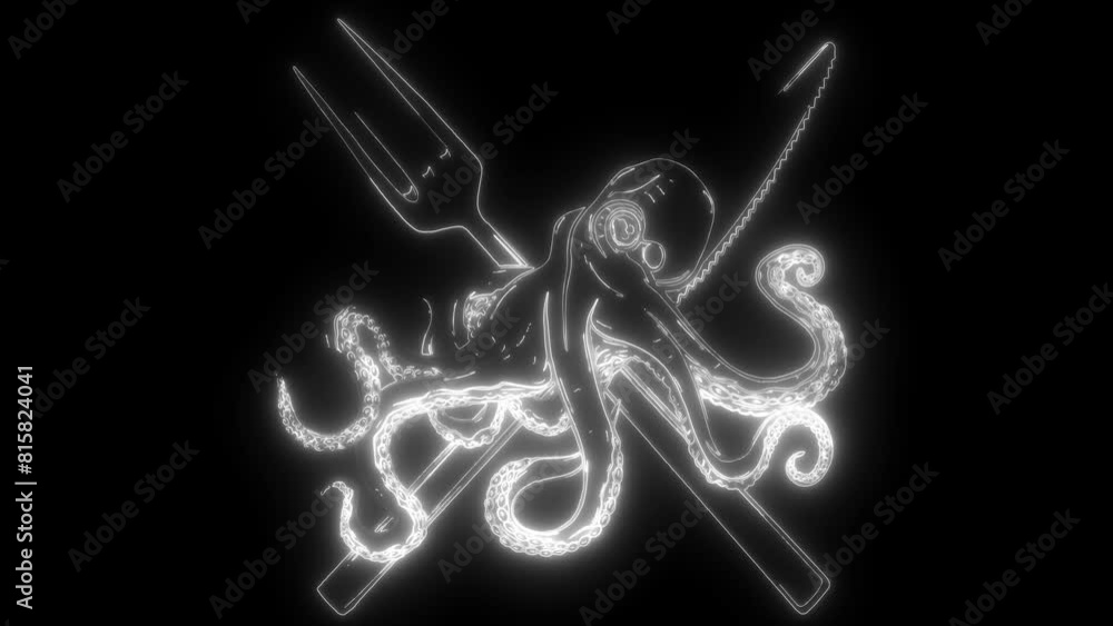 neon animation of Octopus video neon animation of Octopus video