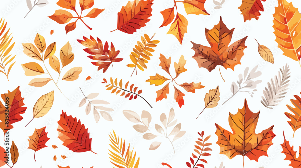 Elegant seamless pattern with fallen autumn leaves of
