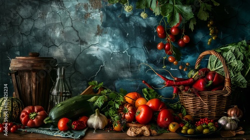 Autumn Harvest Still Life: A Bountiful Table Of Vegetables