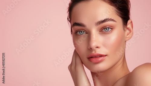Portrait of Beautiful Woman with Flawless Skin.