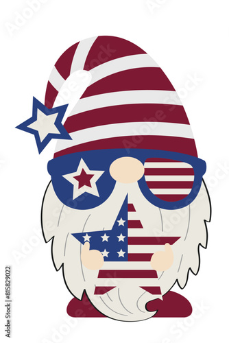 Vector illustration of patriotic gnomes celebrating 4th of July.