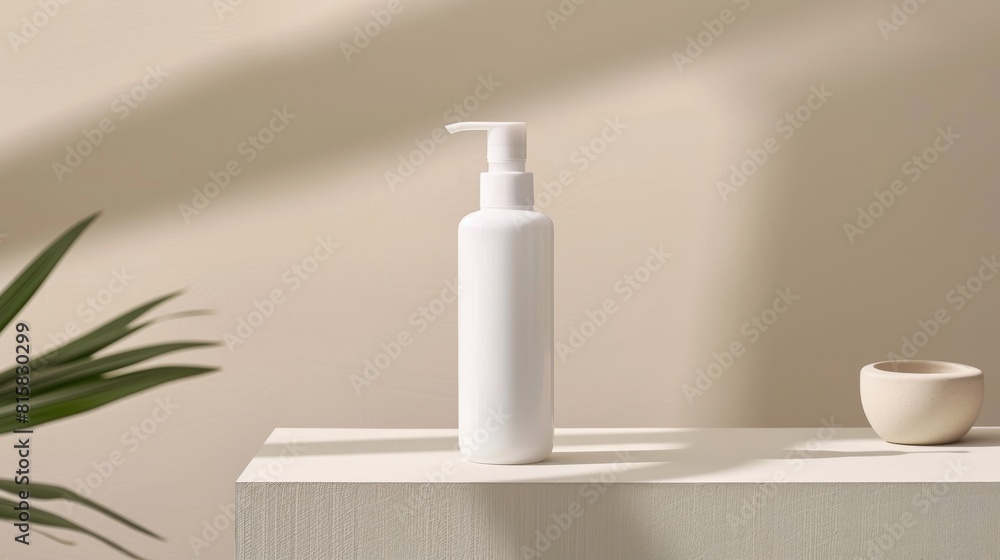 Contemporary sunscreen bottle with a pump, presented in a clean design, perfect for everyday facial use with added cosmetic ingredients Contemporary sunscreen bottle with a pump, presented in a clean design, perfect for everyday facial use with added cosmetic ingredients