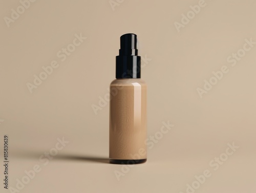 Contemporary foundation bottle with pump, staged to illustrate its role in creating a smooth, natural look as if no makeup is worn