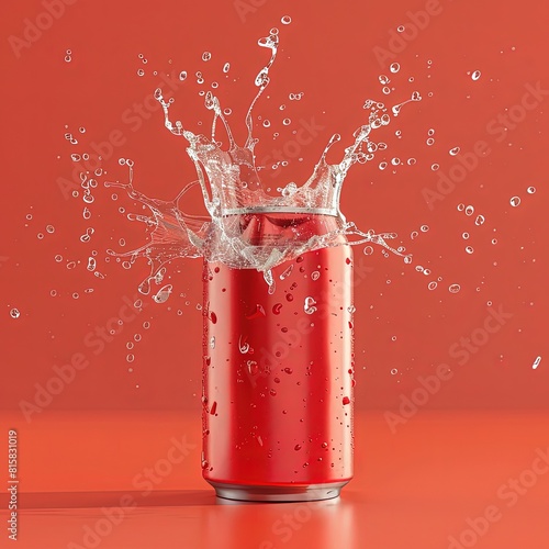 Soda can mockup with splash , PSD soda can mockup splash , Free soda can mockup with water splash