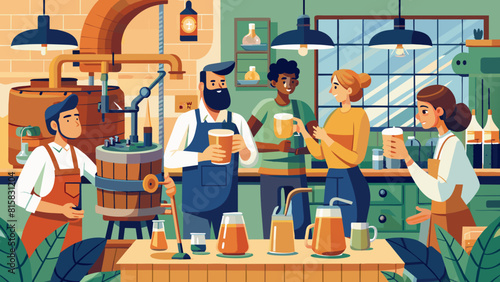 Artisan Brewery Gathering with Friends Enjoying Craft Beer
