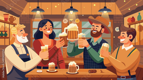 Friends Enjoying Craft Beers at Cozy Pub Gathering