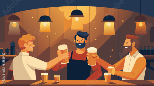 Friends Enjoying Craft Beer at Cozy Pub