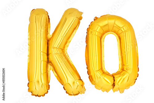 Golden word and number K0 isolate no white background.png photo