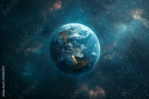 A vibrant blue and green eco Earth globe symbolizes environmental world protection and ecological conservation  promoting the message  Save the Planet  for Earth Day celebrations