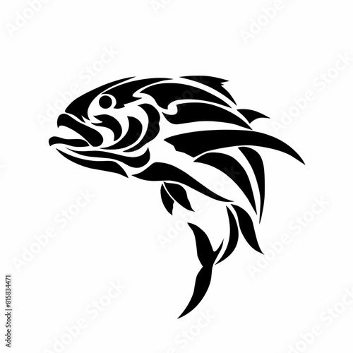 illustration vector graphics of tribal art design Giant trevally fish tattoo