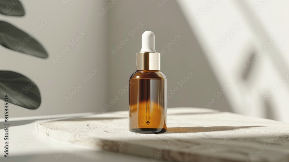 Chic serum bottle with dropper head, positioned to showcase its effectiveness in delivering deep nourishment to facial skin Chic serum bottle with dropper head, positioned to showcase its effectiveness in delivering deep nourishment to facial skin