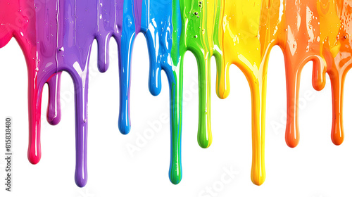 rainbow colored paint dripping isolated on transparent background