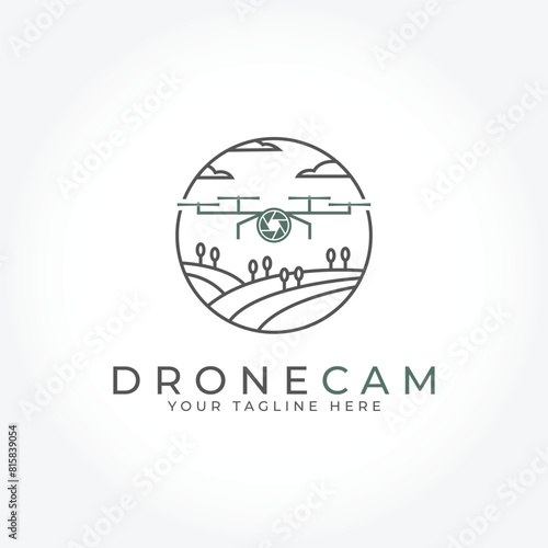 Drone logo, Farm Drone logo design template elements. Vector illustration. drone line logo.