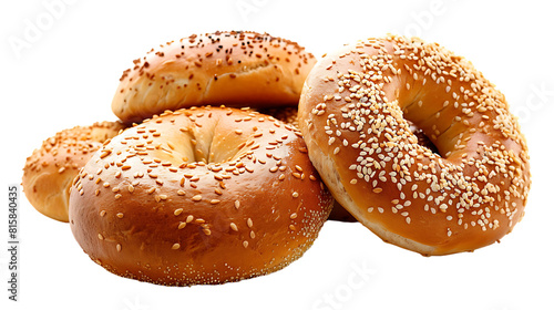 sesame and wheat bagel buns isolated on transparent background