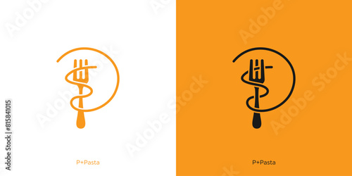 Abstract Letter or Initial P for Pasta Logo, Symbol, Icon, Vector, Design Template.
