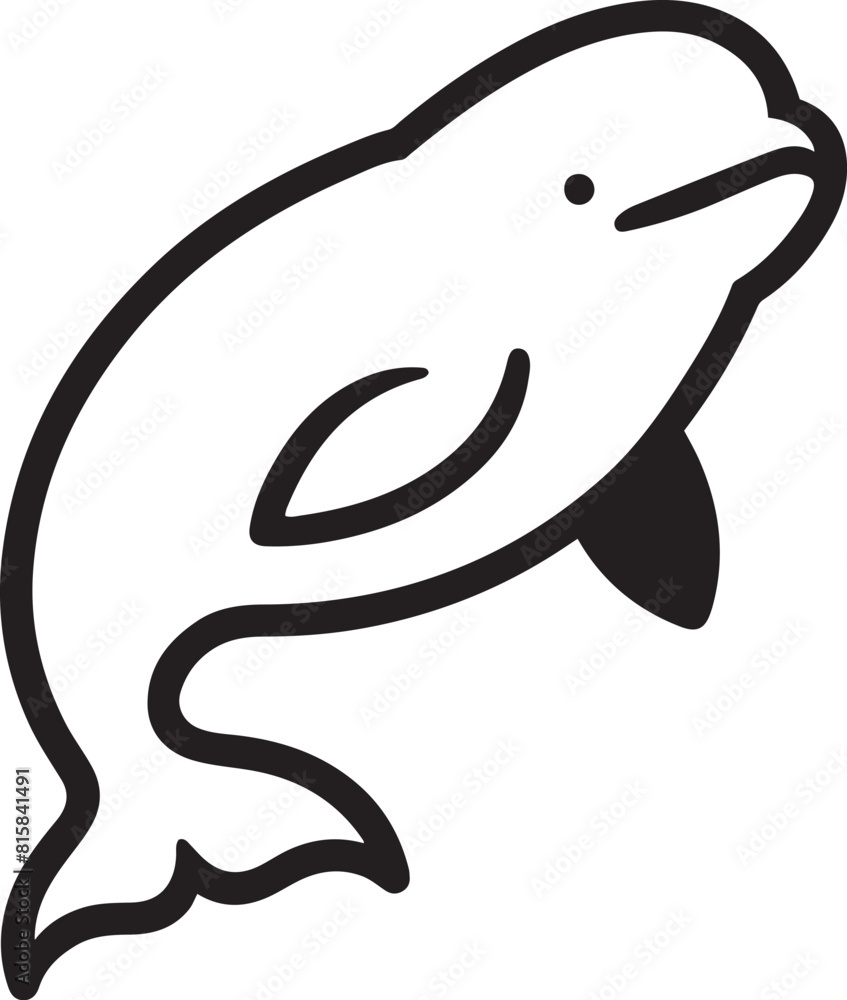 Beluga Whale silhouette outline vector illustration on white background. Beluga Whale silhouette outline vector illustration on white background.