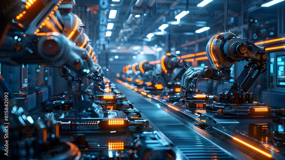 Metallic Arms in Motion: A Symphony of Precision and Progress on a High-Tech Production Line