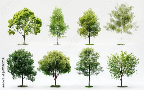 A collection of diverse isolated trees on a white background. photo