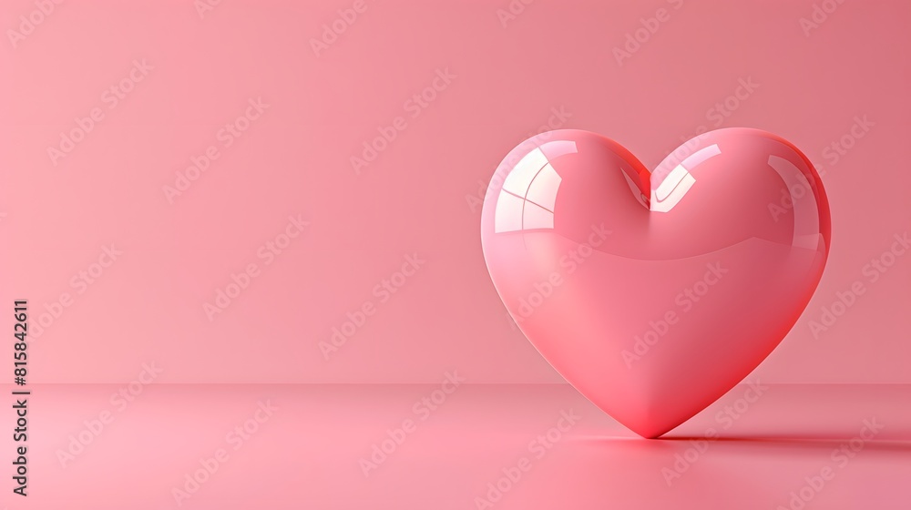 Pink heart on pink background, copy space concept, 3D rendering.
Pink heart on pink background, copy space concept, 3D rendering.