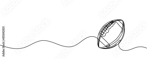 One continuous line drawing American football ball. sport ball concept