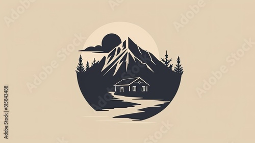 mountain home design logo vintage concept vector template AI generated