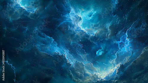 Celestial cyan and indigo hues transport viewers to a cosmic wonderland.