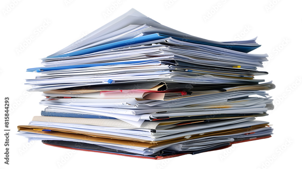 Stack of documents isolated on transparent background Stack of documents isolated on transparent background