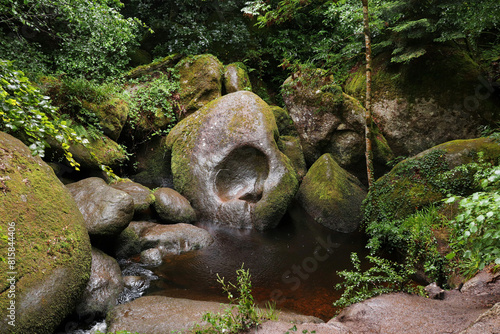 Bizarre boulders in the Huelgoat forest, Huelgoat,  Brittany, France