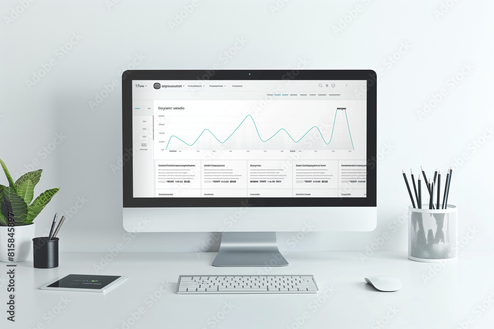 neutral background, a photo highlights the minimalist design elements of a finance website page, emphasizing simplicity, clarity, and ease of use. The image reflects the neutral background, a photo highlights the minimalist design elements of a finance website page, emphasizing simplicity, clarity, and ease of use. The image reflects the